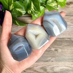 YOU CHOOSE Druzy agate mini tower, banded agate mini point, self standing flat mini agate tower, druzy banded agate point