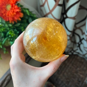 Honey Calcite sphere - honey calcite crystal - Optical calcite sphere - Golden Honey Calcite - Golden Calcite Sphere - Golden Calcite - 05