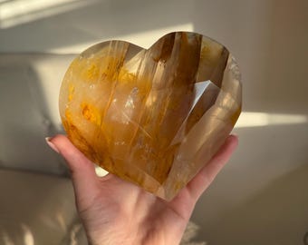 Golden Healer Quartz, Golden Healer Hematoid, Golden Healer Heart, Hematoid Quartz ,Hematoid Quartz Heart, Yellow Hematoid, Fire Quartz, 01