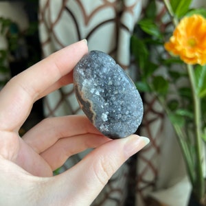 Druzy Amethyst palmstone, Amethyst pocket stone, Amethyst worry stone, Amethyst crystal,  Amethyst Palm stone, Druzy amethyst cluster, *37