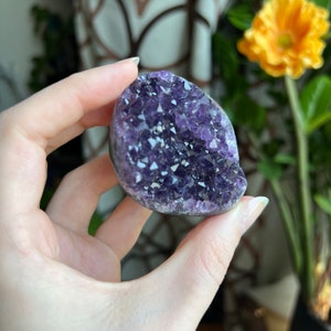 Druzy Amethyst palmstone, Amethyst pocket stone, Amethyst worry stone, Amethyst crystal,  Amethyst Palm stone, Druzy amethyst cluster, *2