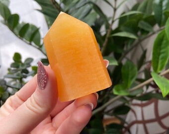 Orange calcite Tower, Orange calcite crystal, Orange Calcite Stone, Orange calcite specimen, Orange Calcite Point, Polished Orange Calcite,8