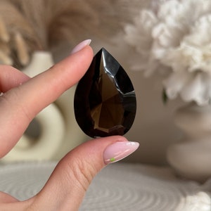 Smoky Quarzt Teardrop, Smoky Quartz Crystal, Faceted Smoky Quartz, Smokey Quartz Pocket Stone, Smoky Quartz Gem, Natural Smoky Quartz, *11