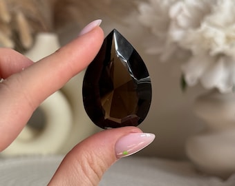Smoky Quarzt Teardrop, Smoky Quartz, Faceted Smoky Quartz, Smokey Quartz Pocket Stone, Smoky Quartz Gem, Natural Smoky Quartz, *11