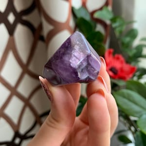 Chevron Amethyst point, Chevron amethyst mini tower, chevron amethyst freeform, chevron amethyst crystal, glossy polish amethyst tumble, *6
