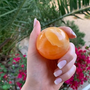 Orange Calcite Sphere, Orange Calcite Crystal Ball, Juicy Orange Calcite, Orange Calcite Crystal, Orange Calcite Crystal Sphere, *04