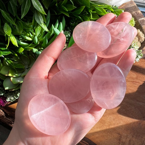 Rose quartz thumb stone, Rose quartz palm stone, Rose Quartz Worry stone, Rose Quartz polished crystal, ONE Rose Quartz Palmstone