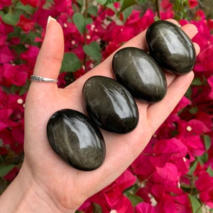 ONE Gold Sheen Obsidian, Obsidian Pocket stone, Obsidian Palmstone, Obsidian Meditation Stone, Golden Sheen Obsidian