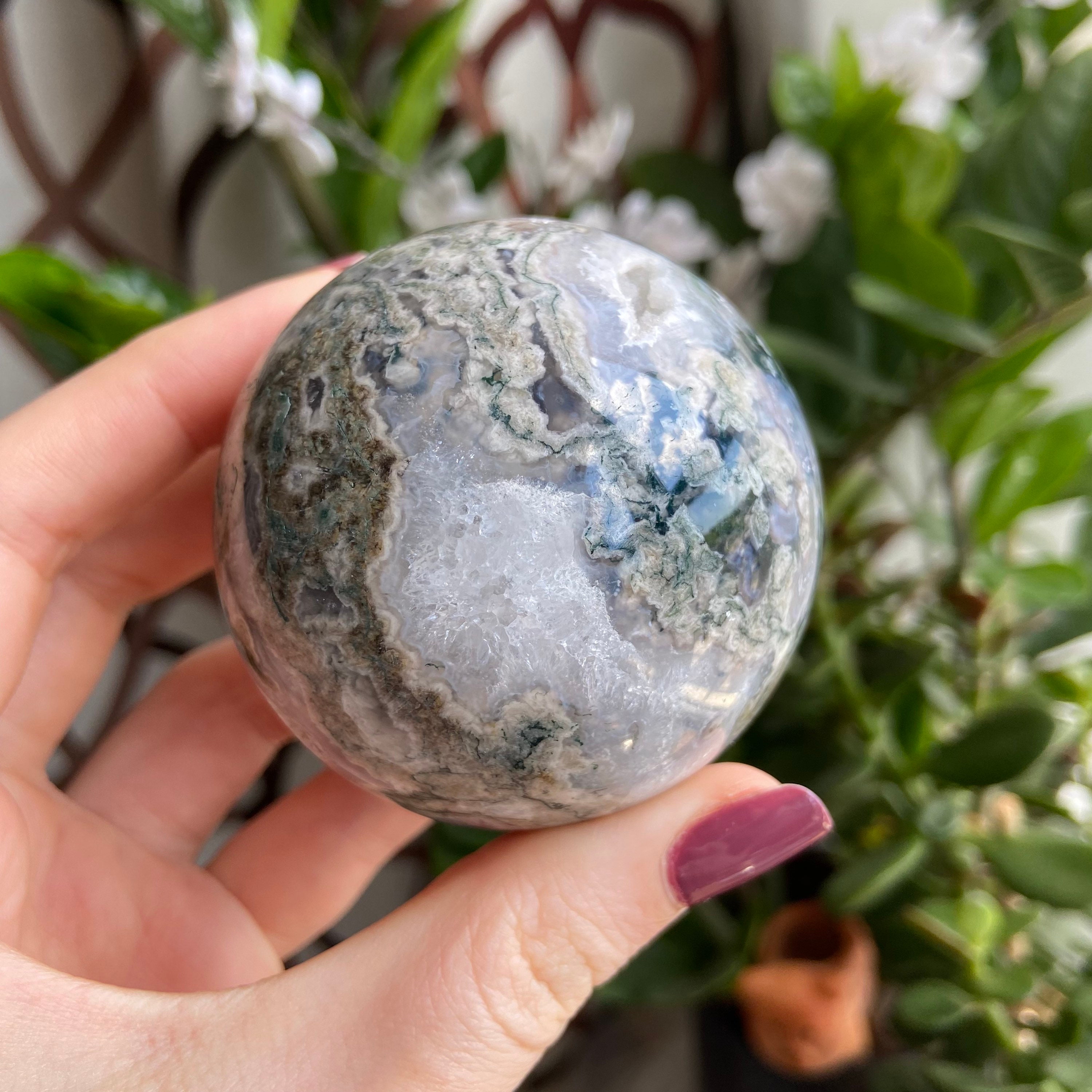 Moss Agate Sphere Moss Agate crystal sphere Moss Agate | Etsy