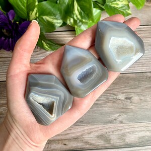 YOU CHOOSE Druzy agate mini tower, banded agate mini point, self standing flat mini agate tower, druzy banded agate point