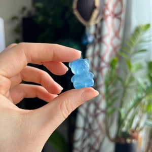 Aquamarine Bear, Aquamarine Crystal Carving, Crystal Teddy Bear, Mini Aquamarine Crystal, Aquamarine Pocket Stone, Aquamarine Carved