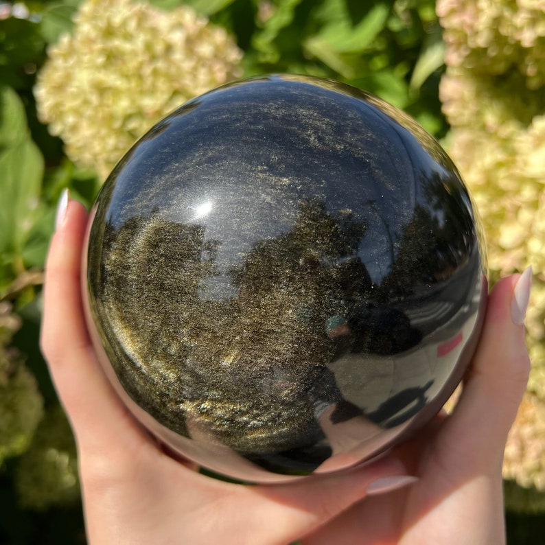 Golden Sheen Obsidian Sphere Gold Sheen Obsidian Sphere Gold Etsy