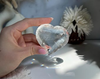 Clear Quartz Heart, Faceted Clear Quartz, Water Clear Quartz, Clear Quartz Carving,  Clear Quartz Crystal Heart,Clear Quartz Pocket Stone,9