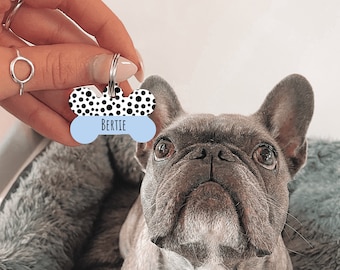 Personalised Name Blue Dog Tag | Custom Pet Tag | Tag for Dogs | Pet ID | Bone Dog Tag | Name Tag