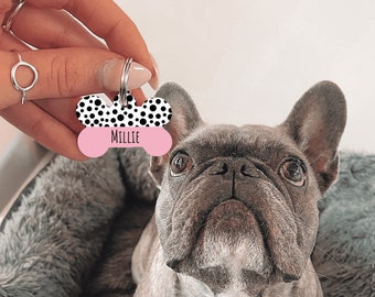 Personalised Name Pink Dog Tag | Custom Pet Tag | Tag for Dogs | Pet ID | Bone Dog Tag | Name Tag