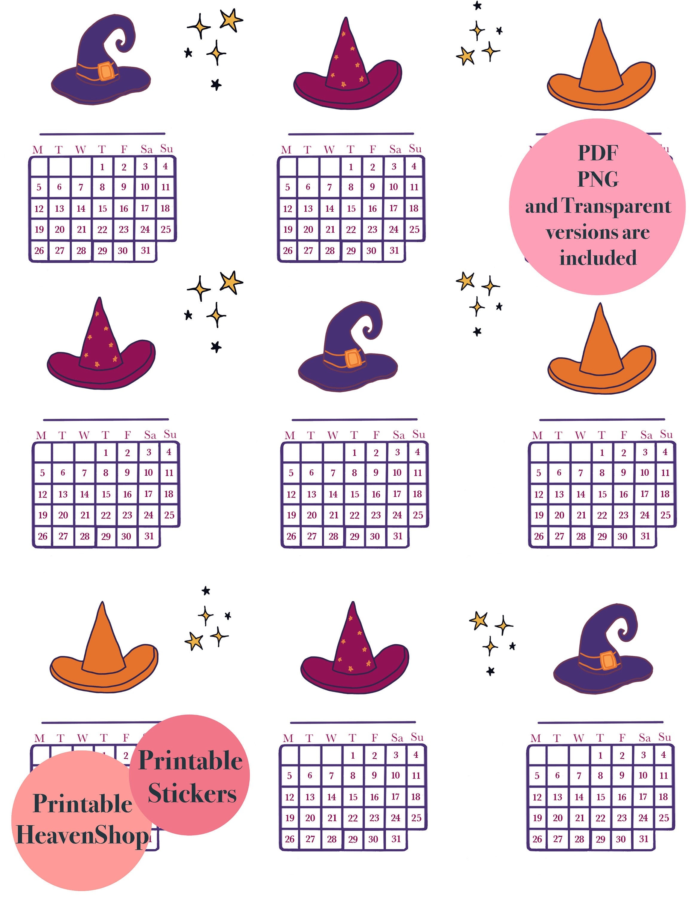 Printable October Habit Tracker/small Journaling Calendars. Halloween ...