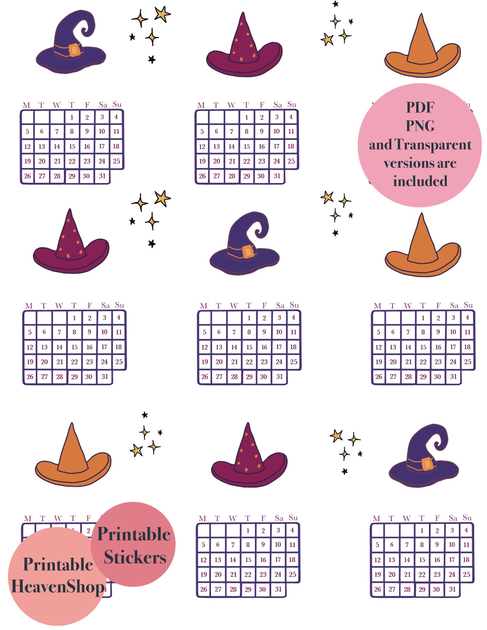 Printable October Habit Tracker/small Journaling Calendars. Halloween ...