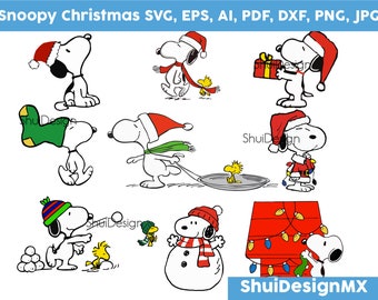 Snoopy Christmas Svg Etsy