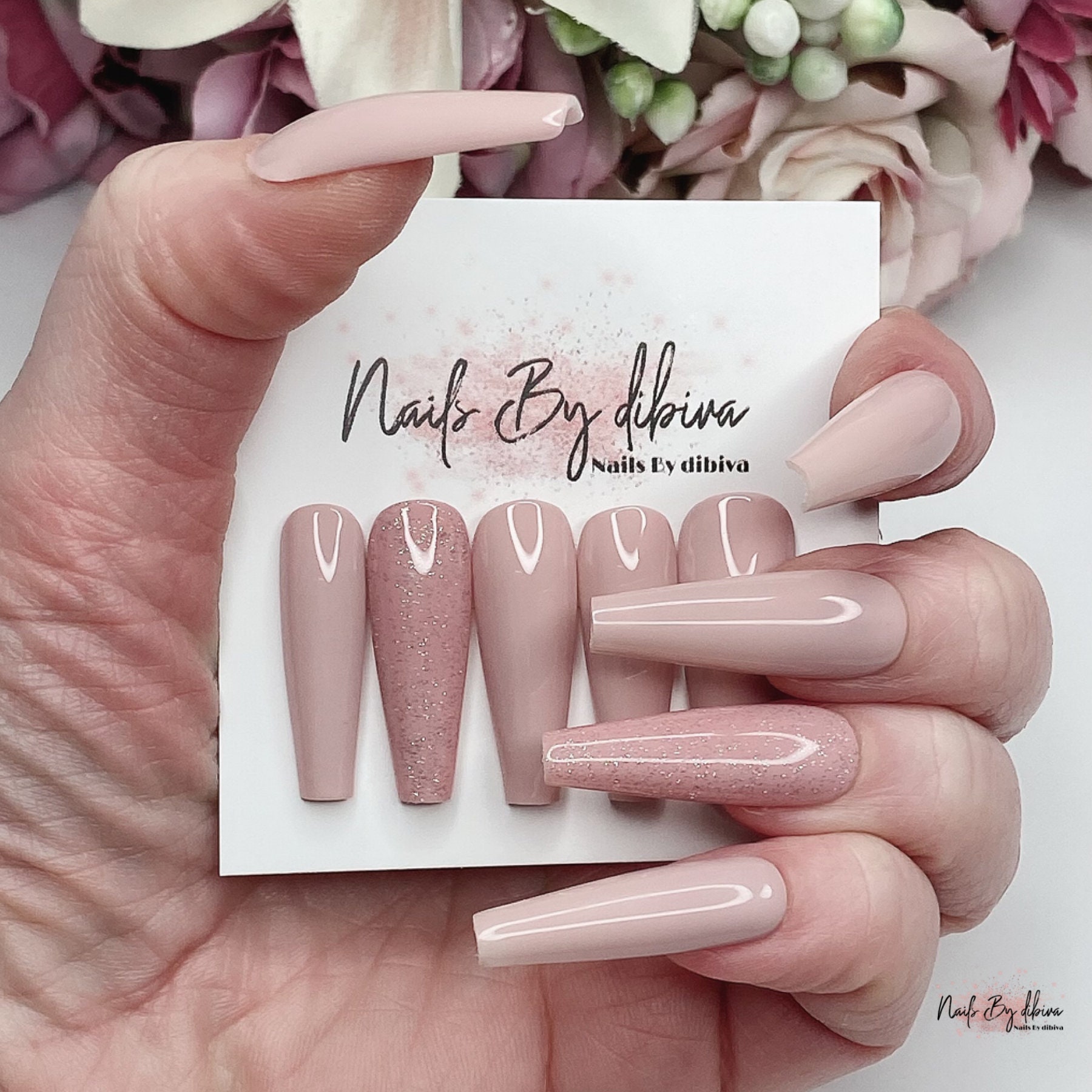 Press On Nails Nude Cappuccino - Etsy España