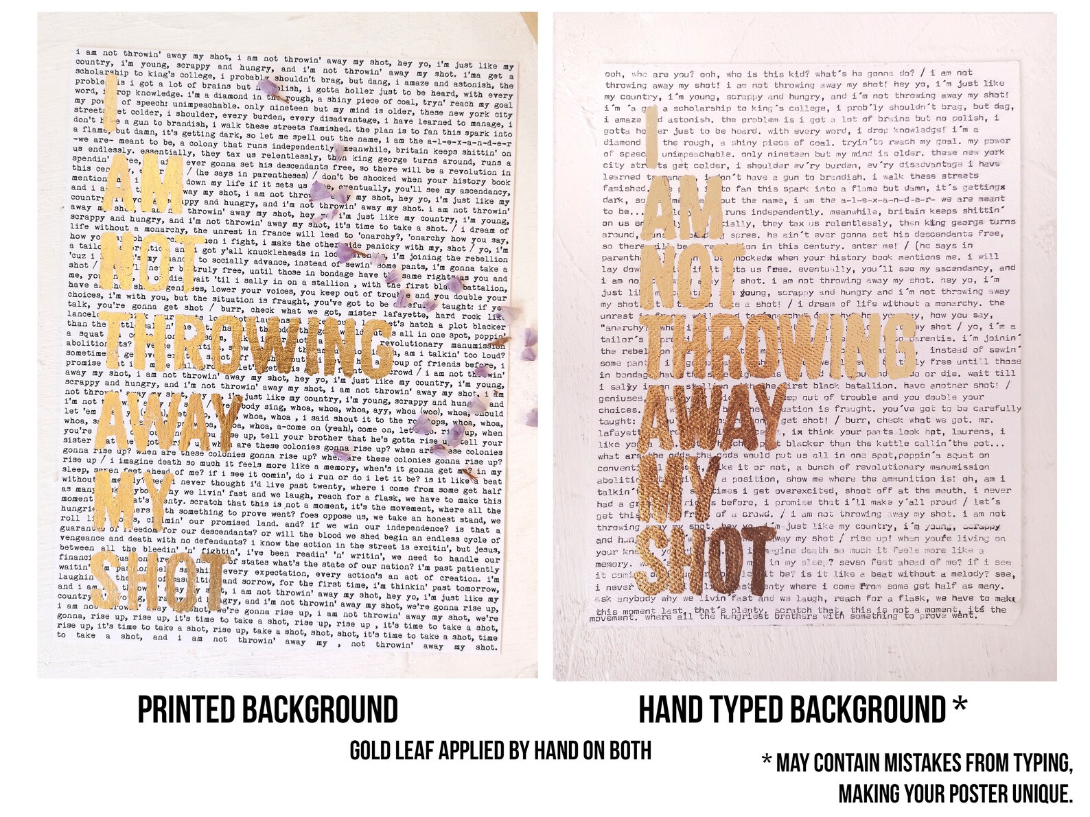 Hamilton Lyrics for my Shot Hand Typed on - Etsy