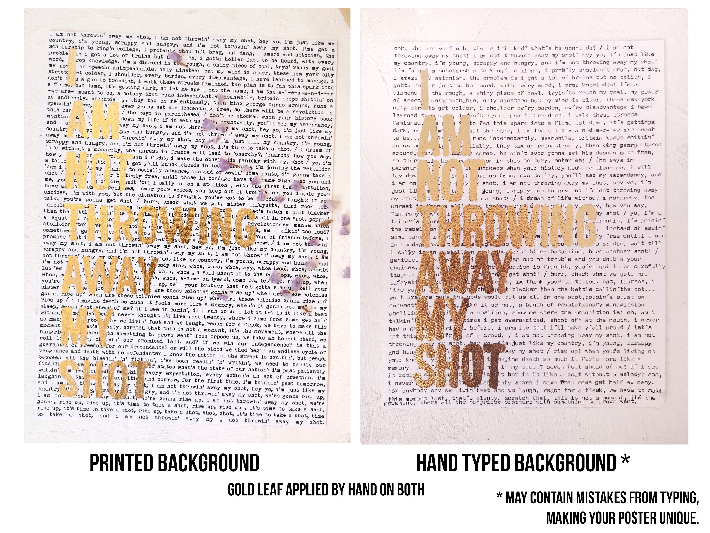 Hamilton Lyrics for my Shot Hand Typed on - Etsy