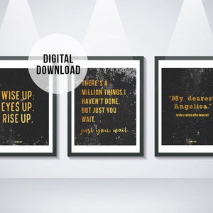 Hamilton quote posters, Hamilton fan art sets, Hamilton musical printable posters, gift for musical fan, Broadway wall art decor, home gift