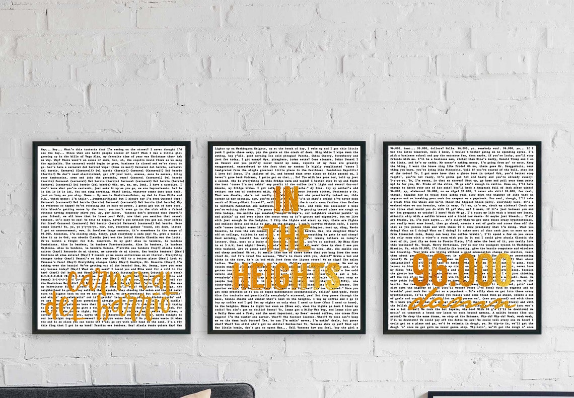 Digital Download of in the Heights Lyrics on the Background Etsy