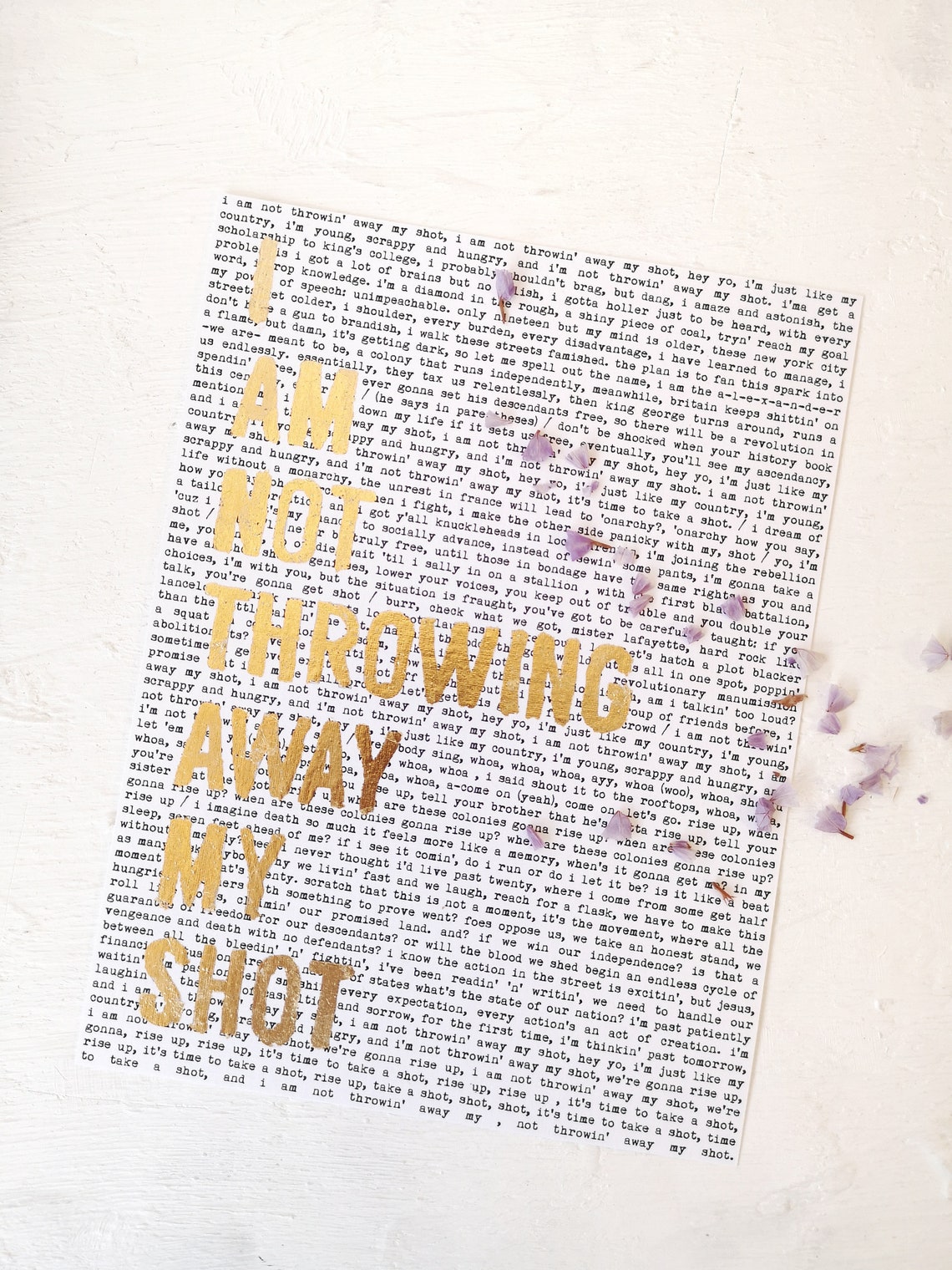 Hamilton Lyrics for my Shot Hand Typed on - Etsy