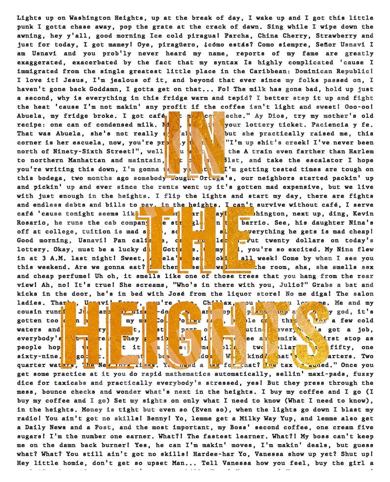 Digital Download of in the Heights Lyrics on the Background Etsy