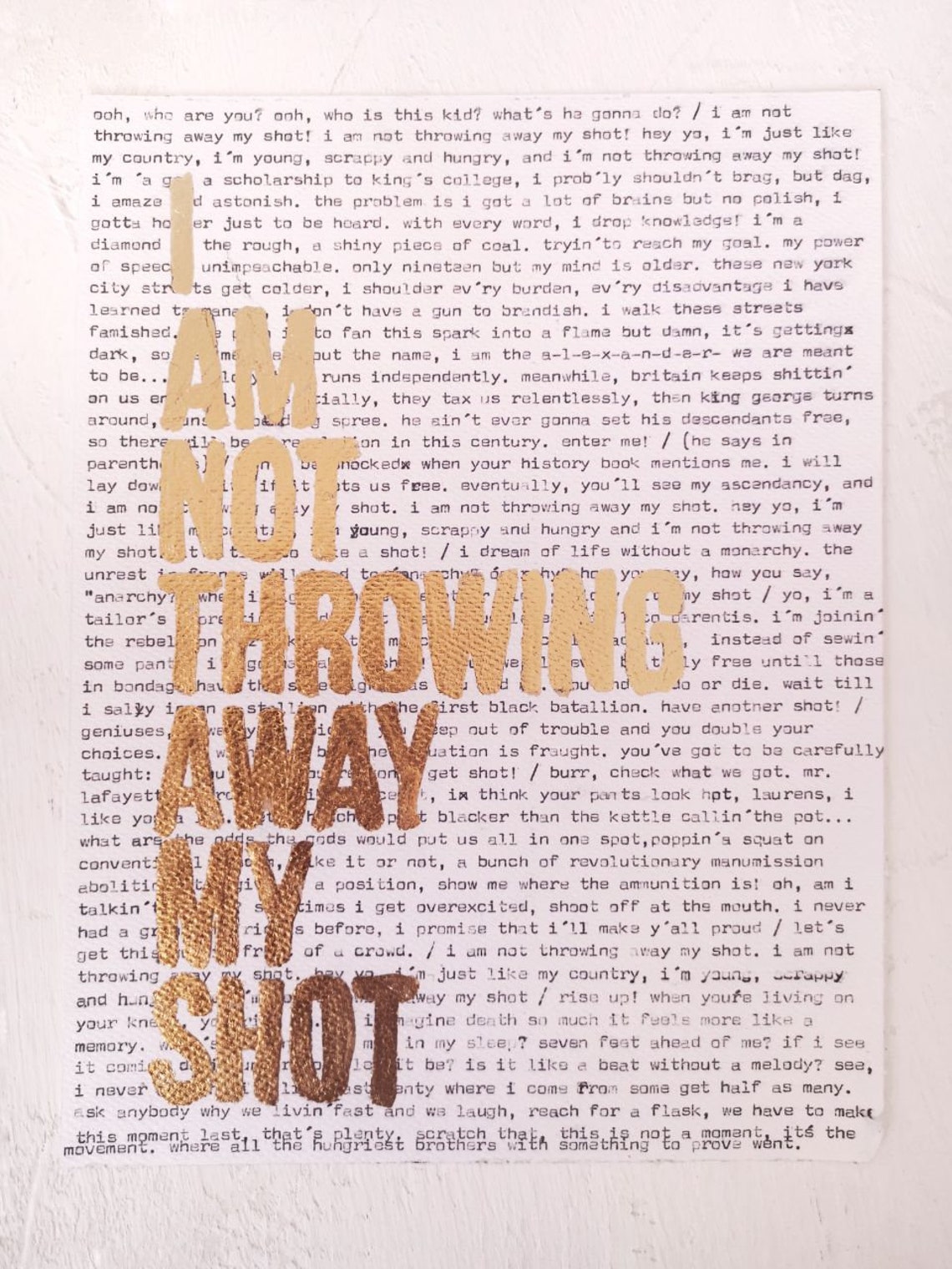 Hamilton Lyrics for my Shot Hand Typed on - Etsy