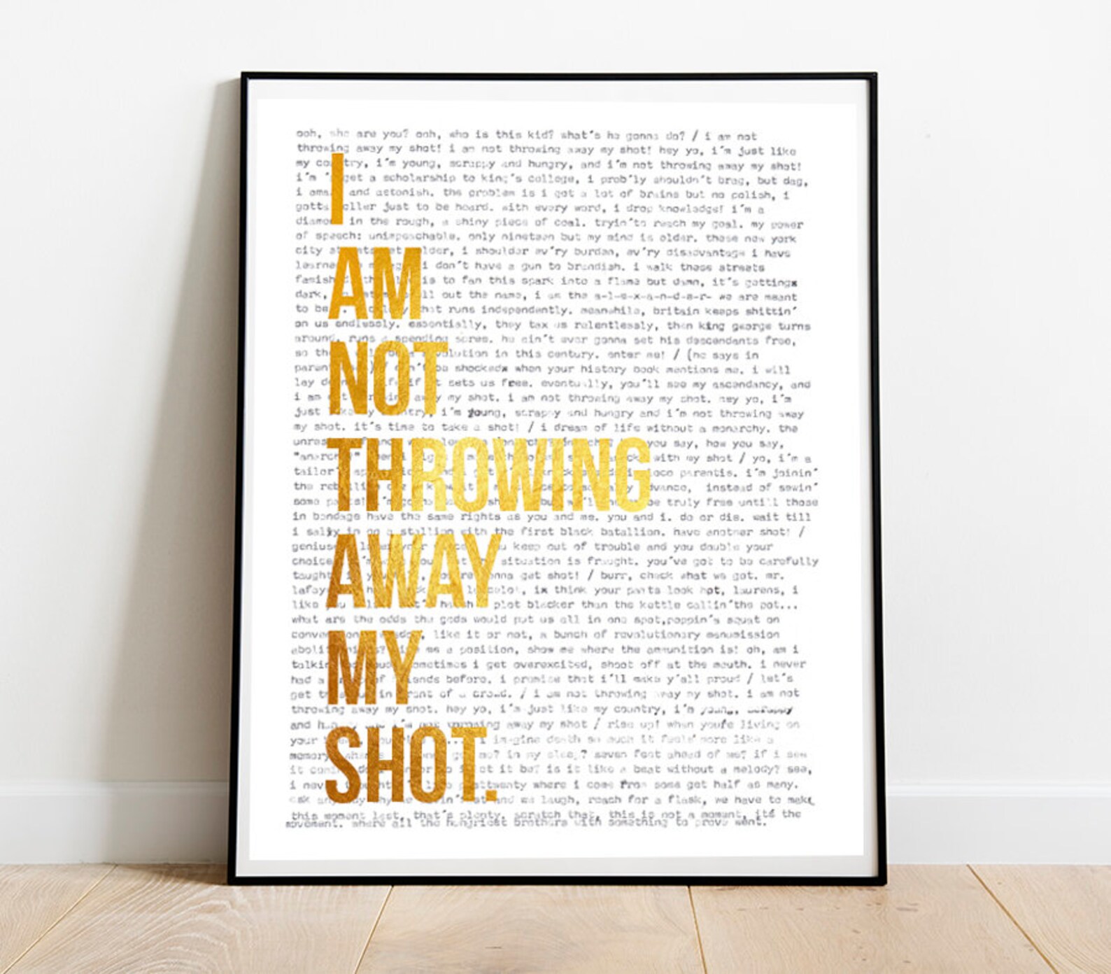 Digital Download of Hamilton's Lyrics for my Shot on the Background With a Highlighted Phrase ...