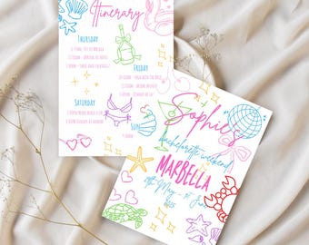 Ibiza Hen Party Invitation: Bachelorette Weekend Itinerary (Digital Download, 5x7" Template)