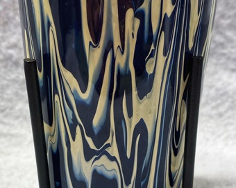 Vase, Candle Holder, Glass Candle Holder, Painted Glass, Hand Poured Glass, Fluid Art Glass, Tabletop Candle Holder, Tabletop Decor,