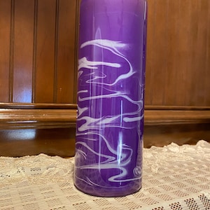 Vase, Painted Vase, Painted Glass, Floral Vase, Tabletop Vase, Purple and White Vase, Tabletop Decoration, Floral Decoration, Home Decor