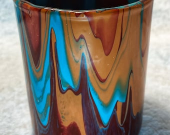 Vase, Candle Holder, Painted Glass, Original Painted Glass, Tea Light Candle Holder, Fluid Art Glass, Paint Poured Vase, Home Decor