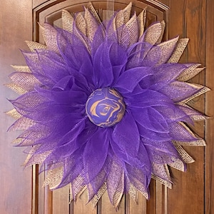 Wreath, Front Door Wreath, Door Hanger, Purple and Tan Wreath, Neutral Wreath, Farmhouse Wreath, Mesh Wreath, Country Wreath, Rustic