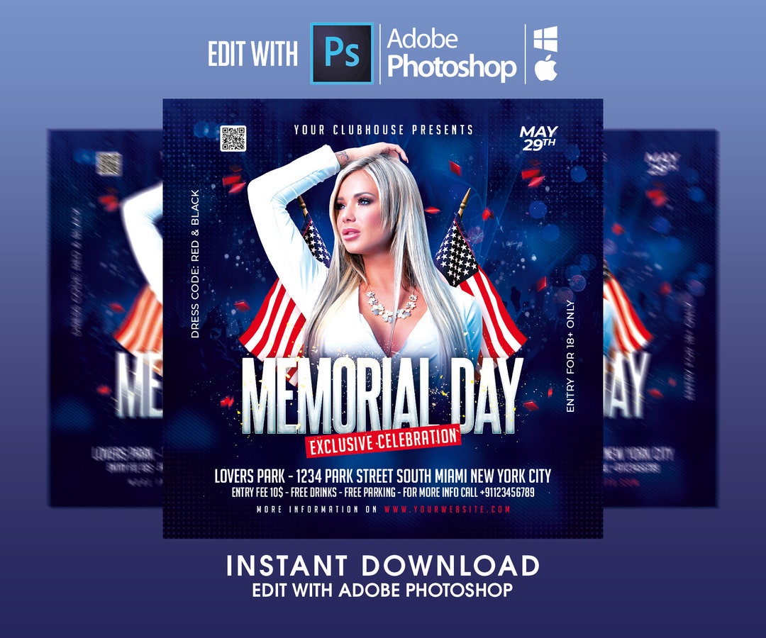 Memorial Day Flyer, Memorial Day Template, Memorial Day Party Flyer