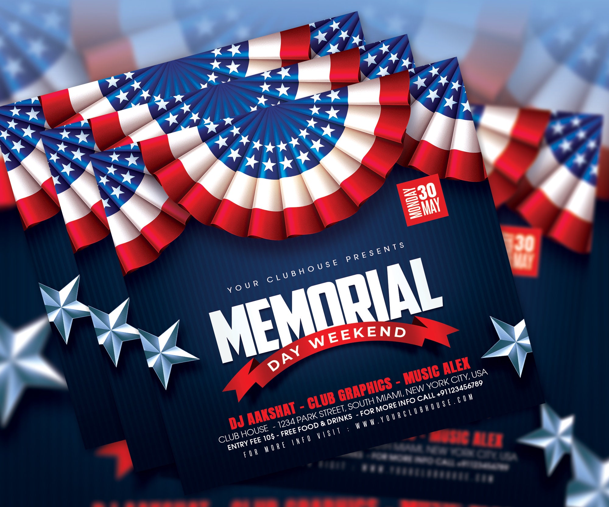 Memorial Day Flyer Template, Editable Memorial Day Flyer, Memorial Day