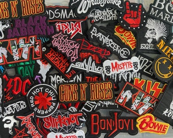 Random Lot of 20 Rock Band Patches Iron on Applique Music Punk Roll Heavy Metal