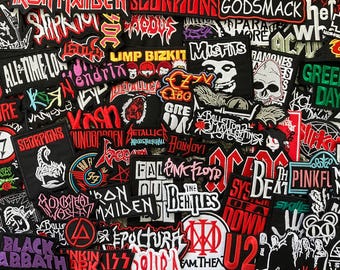 Random Lot of 25 Rock Band Patches Iron on Applique Music Punk Roll Heavy Metal
