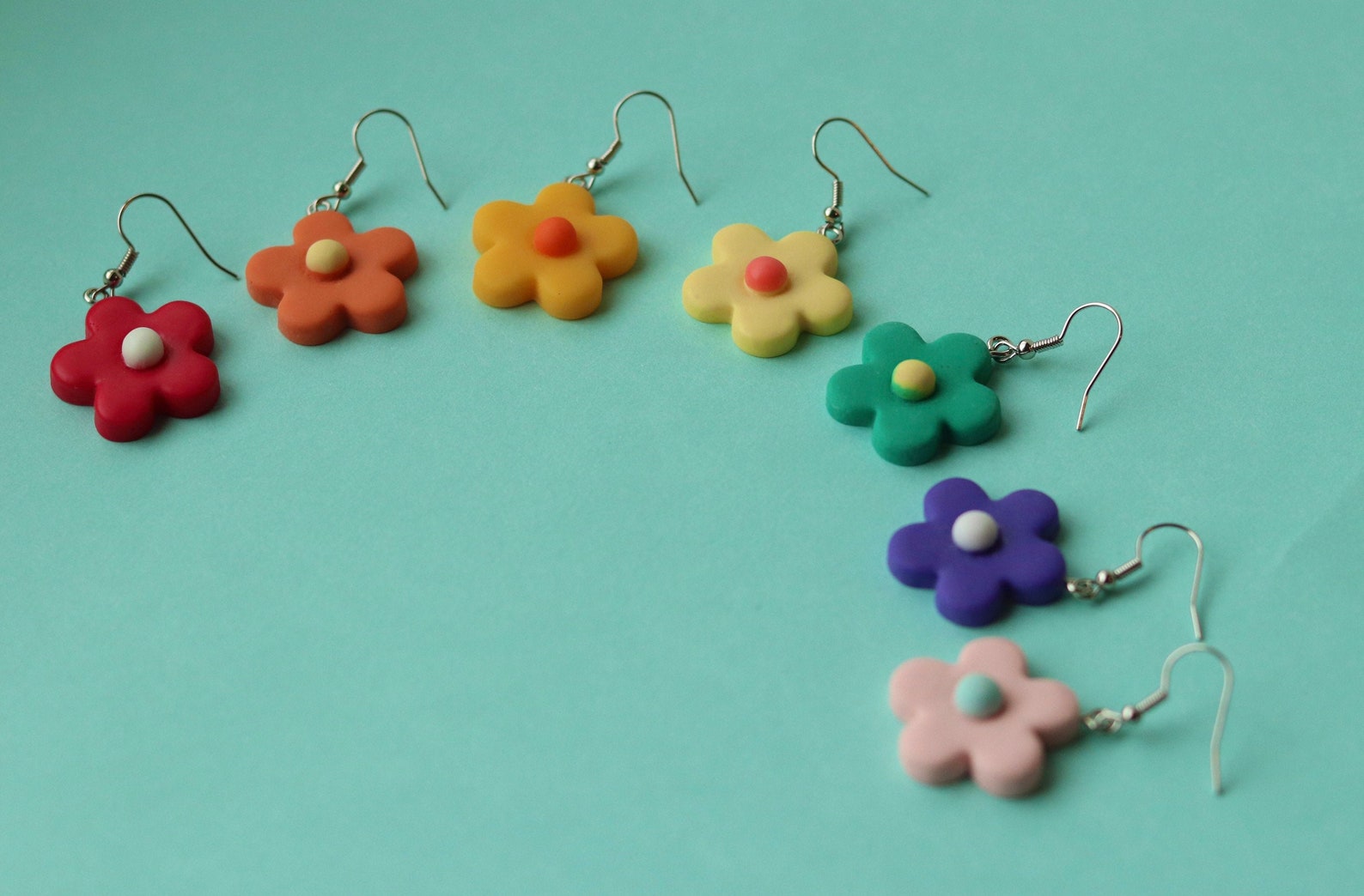 Colorful Flower Dangle Earrings cartoon Flower Bubble Etsy