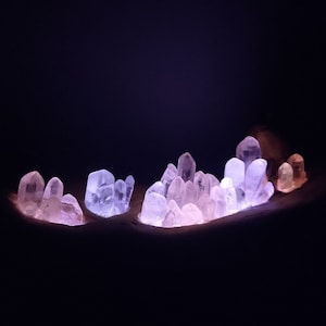 Magic crystal night light for sleep meditation light natural quartz crystal acacia wattle crystal cluster light night-light bedside light