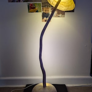 Unique wood Mushroom floor Lamp Unique Wooden Desk Light Rustic Home Decor Natural Wood Accent Lighting Modern Boho floor Lamp Artisan