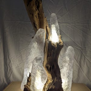 Crystal Acacia Ice Unique Wood Resin Table Lamp Handmade Natural Glow Home Decor Art Piece Eco Friendly Lighting Gift Idea 2025 trend