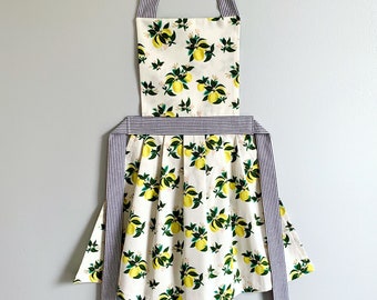 Rifle Paper Co. Kids Apron - Citrus Blossom in Lemon Metallic Fabric