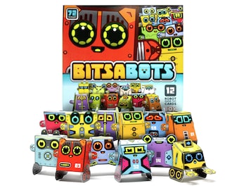 Box Buddies Bitsabots - Pack of 12 Robot Paper Toy Cards