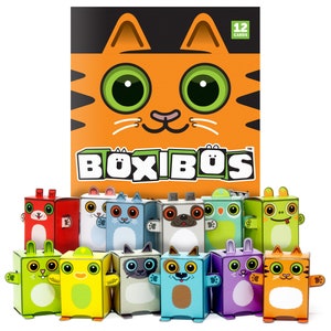 Box Buddies Boxibos Pets - Pack of 12 Mini Box Animals
