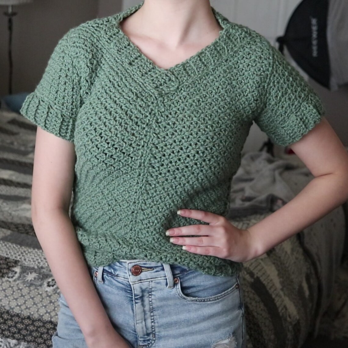 CROCHET PATTERN // VNeck Mesh Sweater Instant PDF Download Etsy