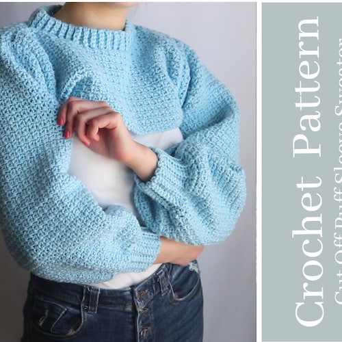 CROCHET PATTERN // Cut off Puff Sleeve Sweater Instant PDF Etsy