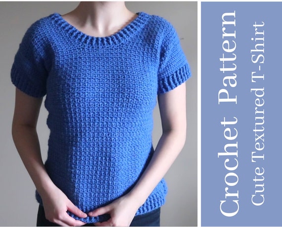 Crochet Round Neck Short Sleeve T Shirt Pratical Cute Etsy